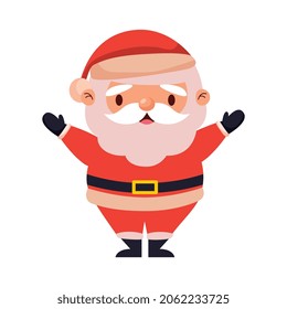 santa claus cartoon with up arms isolated .vector illustration