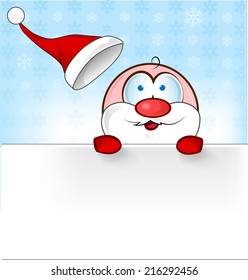 santa claus cartoon with banner on background