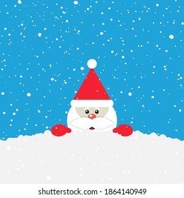 Santa Claus cartoon character banner. New Year and Christmas design. Vector background