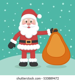 Santa Claus cartoon character with bean bag chair in flat style. Concept of Christmas and Happy New Year. Vector illustration.