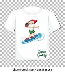 Santa Claus cartoon character in Christmas Summer theme on t-shirt on transparent background illustration