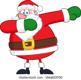 Santa Claus Cartoon Character Dabbing. Vector Illustration Isolated On White Background