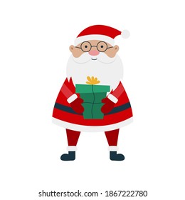Santa Claus cartoon character with gifts. Can be used for Christmas cards, poster, stickers and etc