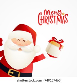 Santa Claus cartoon character isolated in white background for Christmas holidays. Christmas greeting card design