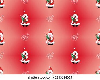 Santa Claus cartoon character seamless pattern on red background