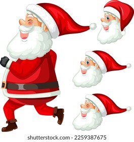 Santa Claus cartoon character set illustration