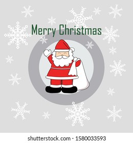Santa Claus is a cartoon character. With snow flakes 