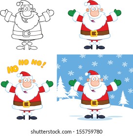 Santa Claus Cartoon Characters. Vector Collection Set