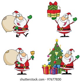 Santa Claus Cartoon Characters. Vector Collection