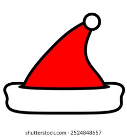 Santa Claus Cartoon Christmas Red Hat, Digital Art Illustration.