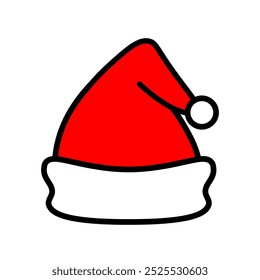 Santa Claus Cartoon Christmas Red Hat, Digital Art Illustration.