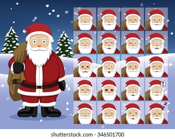 Santa Claus Cartoon Emotion faces Vector Illustration