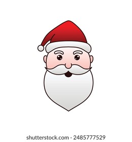 Santa Claus  cartoon face vector icon, Merry Christmas, New Year