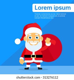 Santa Claus Cartoon Flat Christmas Holiday Vector Illustration