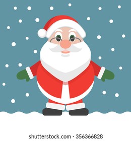 Santa Claus Cartoon flat design christmas holiday vector illustration. Santa Claus icon. Colorful vector illustration.