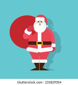 Santa Claus Cartoon flat icon design christmas holiday vector illustration