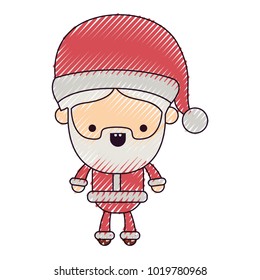 santa claus cartoon full body tranquility expression on color crayon silhouette on white background