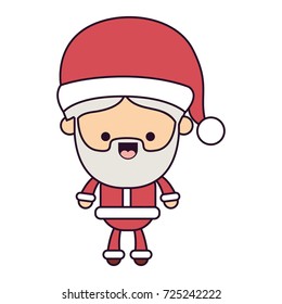 santa claus cartoon full body happiness expression colorful silhouette on white background vector illustration