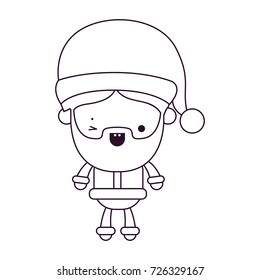 santa claus cartoon full body wink eye expression silhouette on white background vector illustration