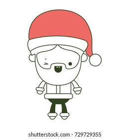 santa claus cartoon full body wink eye expression on color section silhouette vector illustration