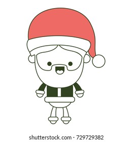 santa claus cartoon full body happiness expression on color section silhouette vector illustration