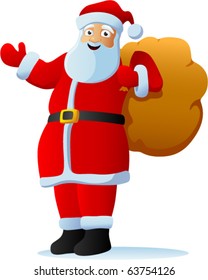 Santa Claus cartoon with gift bag.To see the other vector Santa illustrations , please check Christmas collection.