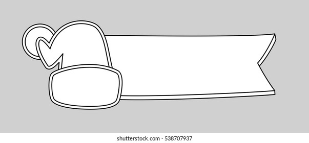 Santa Claus cartoon hat silhouette and ribbon in line art style isolated on grey. Happy New Year 2016 symbol decoration template.Merry Christmas clothes holiday vector illustration elements for design