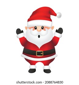 Santa Claus cartoon illustration isolated on white background. Santa Claus character waving and greeting.