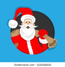 Santa Claus Cartoon inside circle. All the objects are in different layers and the text types do not need any font. 