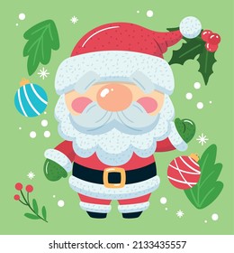 Santa Claus cartoon kawaii Christmas decoration Vector