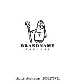 santa claus cartoon logo icon design template black modern isolated vector