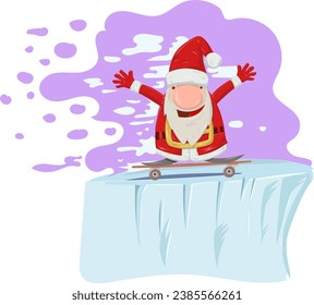 santa claus cartoon on skatebording. vector illustration