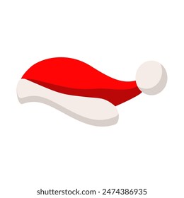 Santa Claus cartoon red hat in flat style Symbol decoration template. Merry Christmas clothes holiday elements for design