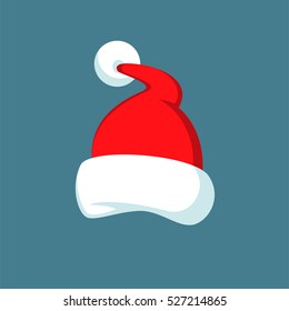 Santa Claus cartoon red hat silhouette in flat style isolated on blue background. Happy New Year 2016 symbol decoration template.Merry Christmas clothes holiday vector illustration elements for design