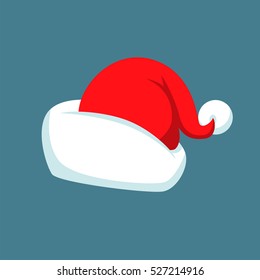 Santa Claus cartoon red hat silhouette in flat style isolated on blue background. Happy New Year 2016 symbol decoration template.Merry Christmas clothes holiday vector illustration elements for design