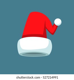 Santa Claus cartoon red hat silhouette in flat style isolated on blue background. Happy New Year 2016 symbol decoration template.Merry Christmas clothes holiday vector illustration elements for design