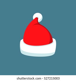 Santa Claus cartoon red hat silhouette in flat style isolated on blue background. Happy New Year 2016 symbol decoration template.Merry Christmas clothes holiday vector illustration elements for design