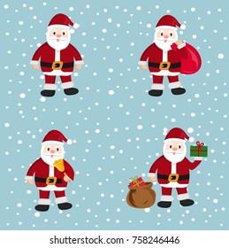 Santa Claus, cartoon, set, vector illustration
