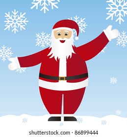 santa claus cartoon  with snowflakes background. vector