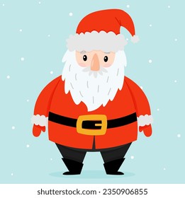 Santa Claus in cartoon style on a blue background