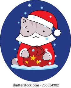 Santa Claus Cat with a bag vector illustration
