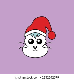 santa claus cat head icon. simple flat vector design. great for christmas, pets, education, etc.