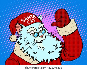 Santa Claus cat pop art retro style