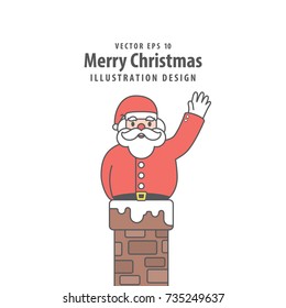Santa Claus caught in the chimney illustration vector on white background. Merry christmas concept.
