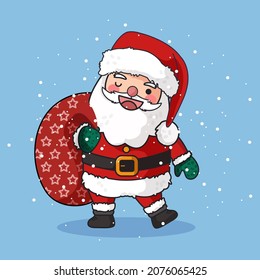 Santa Claus Celebrating Christmas. Merry Christmas Vector Illustration.