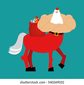 Santa Claus centaur. Santa monster. Half man half horse. Christmas illustration
