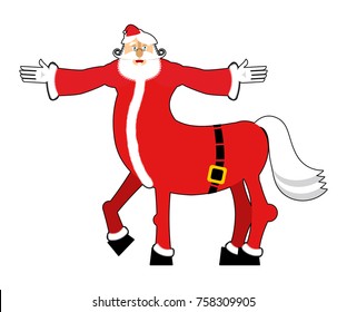 Santa Claus centaur. Santa monster. Half man half horse. Christmas illustration
