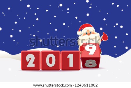 santa claus changing date 2018 2019 stock vector royalty free