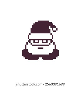 Santa Claus character. Avatar, portrait, profile picture. Happy New Year. Pixel art. Flat style. Game assets. 1-bit. Isolated vector illustration. Design for logo, sticker, app.