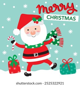 Santa Claus Character For Christmas Card or Bag design